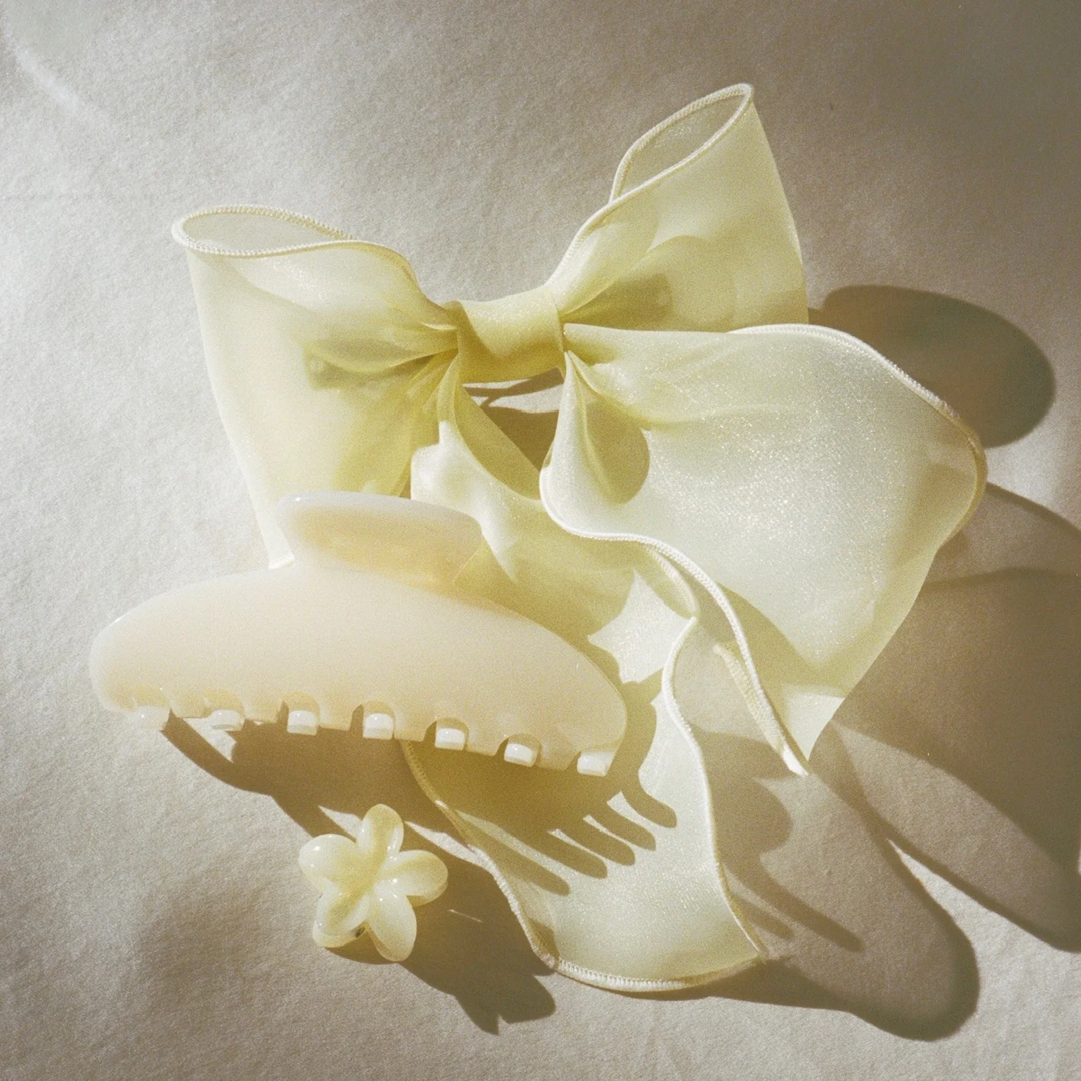 Bow Barrette in Pale Yellow - Image 2