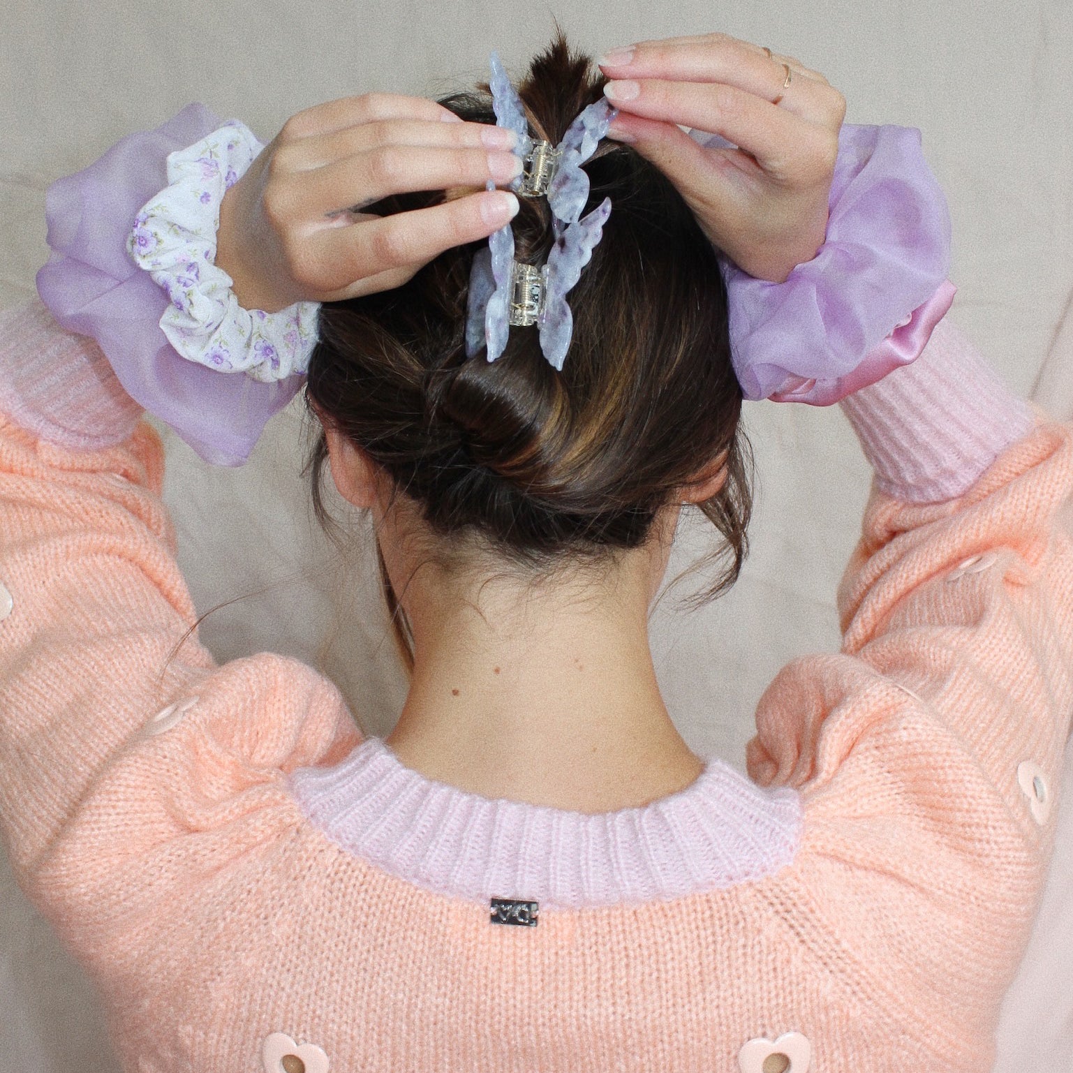 Cloud Scrunchie in Iris Silk Organza - Image 2
