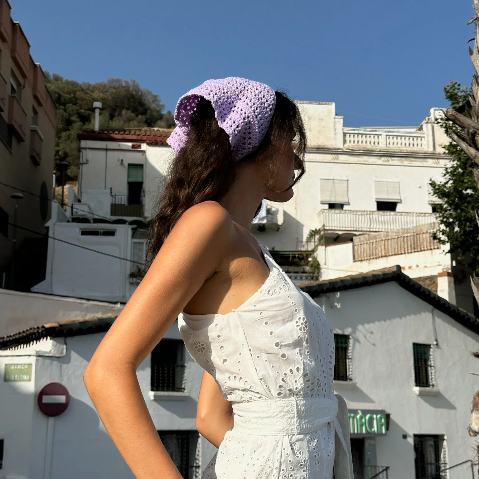Crochet Head Scarf in Honey Lavender - Image 2