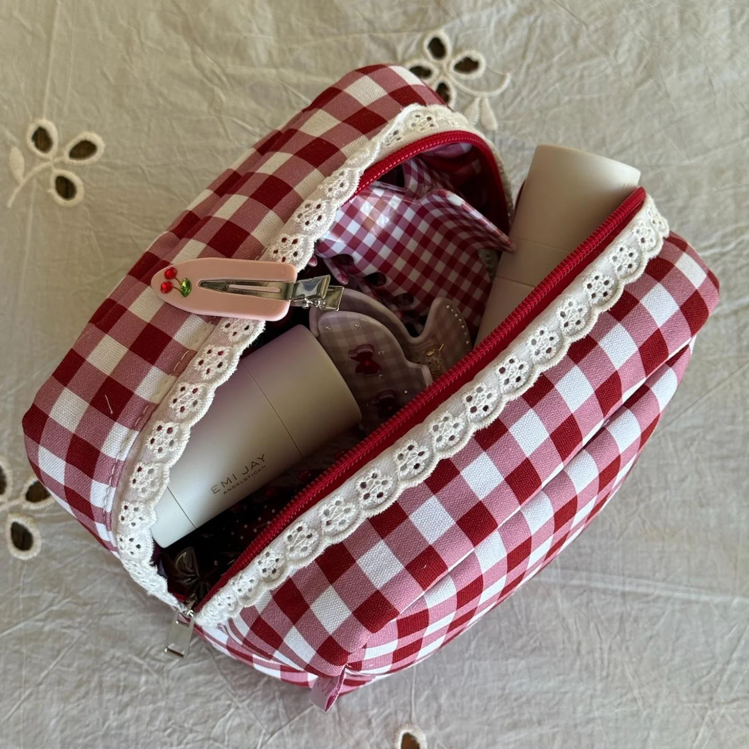 Gingham Pouch in Cherry Kiss - Image 4