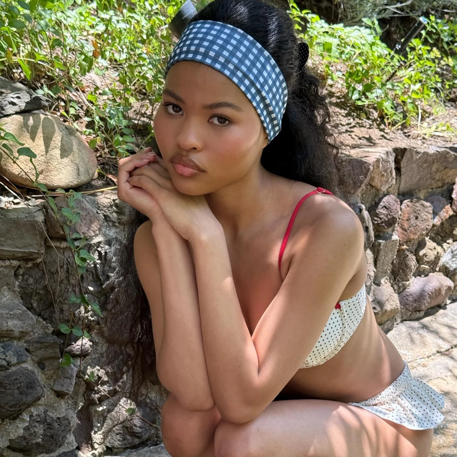 Infinity Headband in Navy Gingham - Image 3
