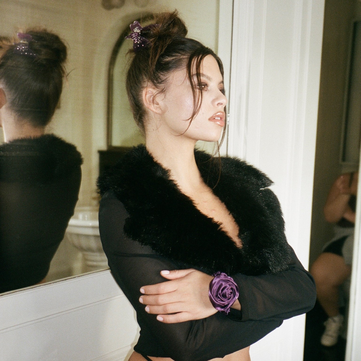 Rosette Scrunchie in Violet - Image 2